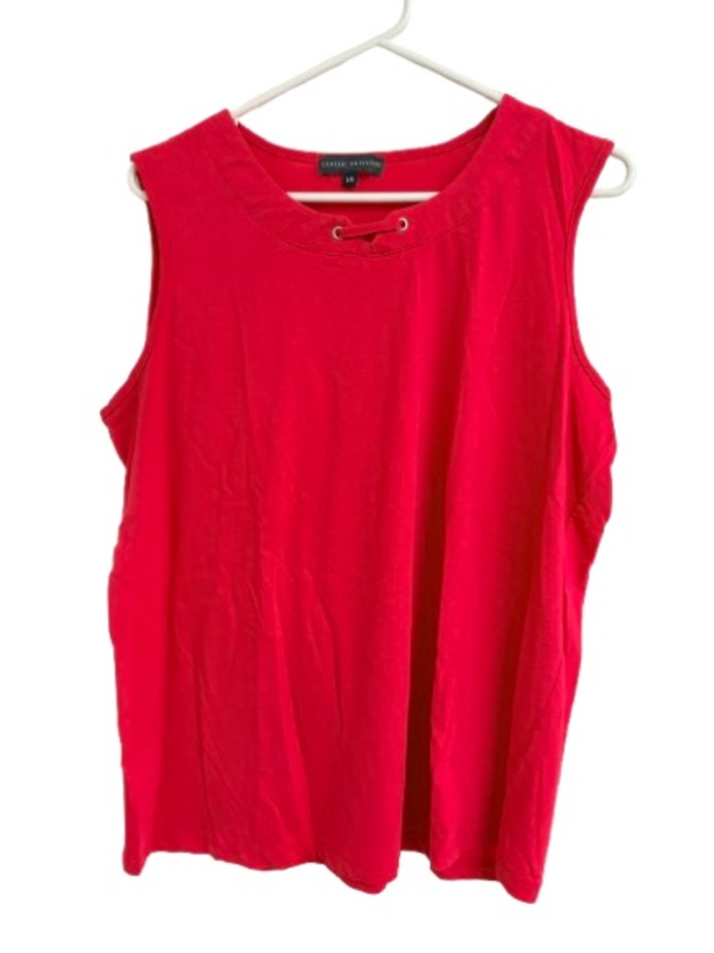 Pinky/Red Lace-Up Crewneck Tank Top